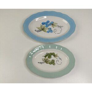 Pair of Vintage Corona Ironstone Ware Small and Medium Platter Grape Cluster